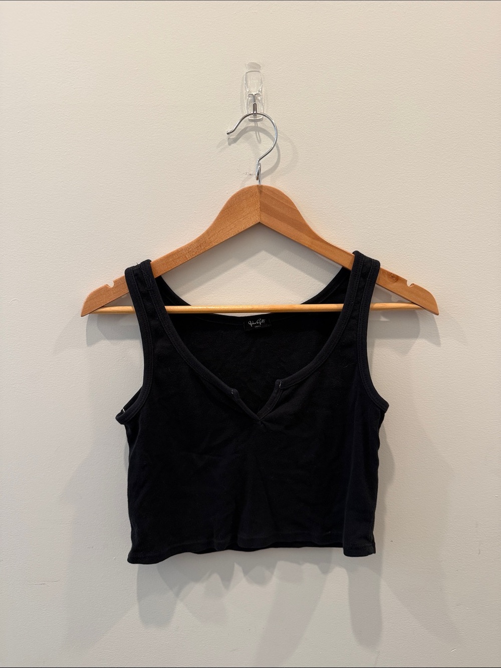 John Galt Brandy Melville Black Open Tank Crop Top Small 100% Cotton